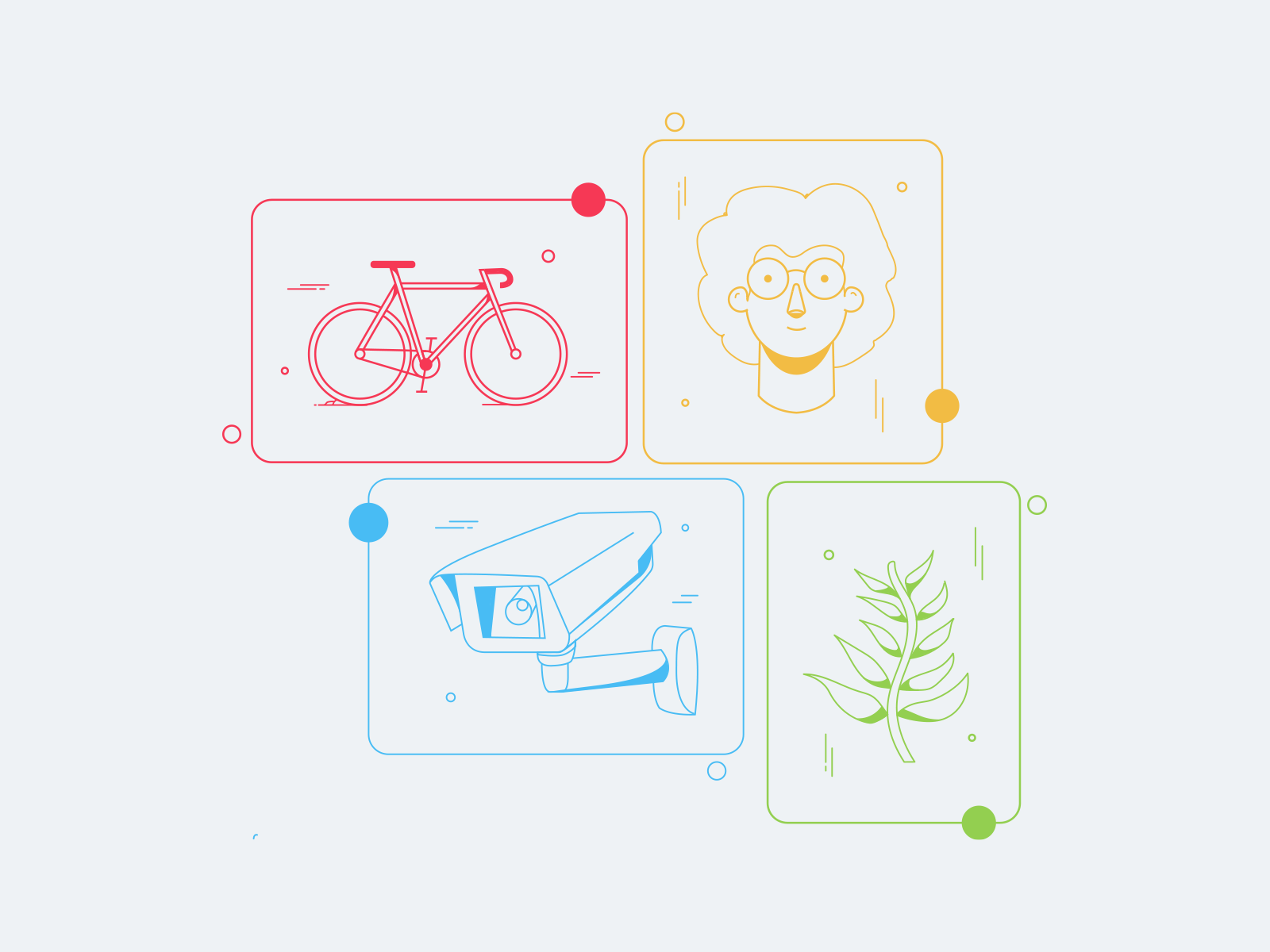 Smart City - vector illustrations bicicleta bicycle bike cam camera character illustration plant planta vector vector art vector illustration woman