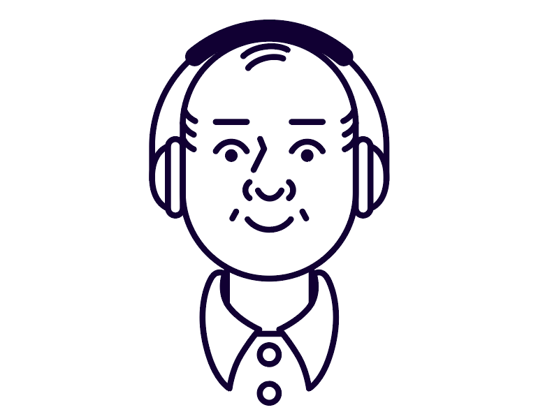 Little Cutie Dad happy simple man cute illustrator adobe drawing listening headphones bald line portrait