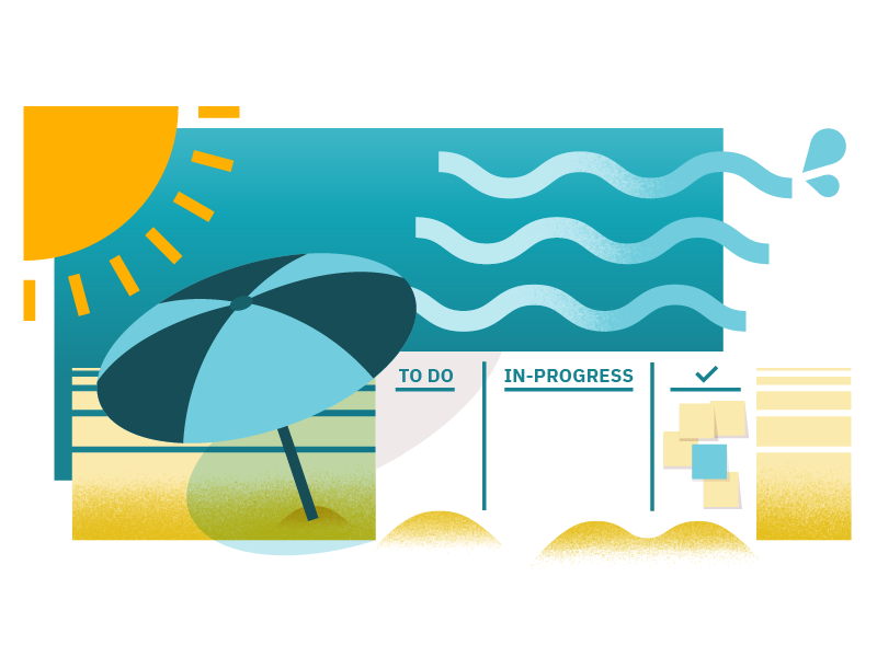 VAY CAY tech illustration ocean abstract cute ibm complete board kanban beach vacation