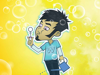 Close-up for "Bubble Boy" bubble illustration japan style kawai sd sushi