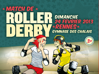 Poster for a Roller Derby event illustration roller derby