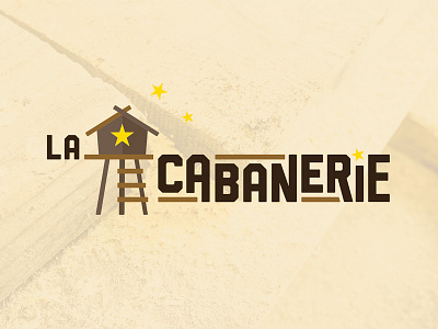 Logo "La Cabanererie" brown cabane cabin logo logotype stars yellow