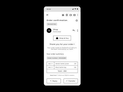 #DailyUI - Day 17 : Email Receipt