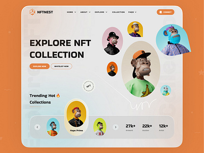 NFT Marketplace Website Design collection colorfull creative cryptowebsite design marketplace trend ui uiux web design