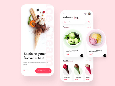 Ice Cream Store App app cream design ice icecream store trand ui
