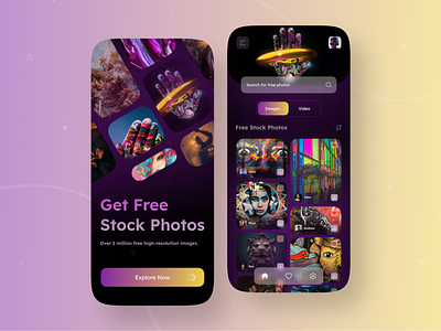 Stock Image App app appdesign blureffect creative design freeimages mobileapp new newdesign stockimage tranding ui uiux ux