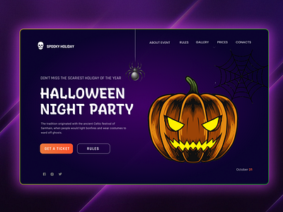 Halloween Party | Web UI Design app branding design graphic design illustration logo typography ui ux vector