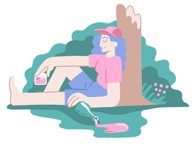 Day Off raster ms paint wine flat chill illustration
