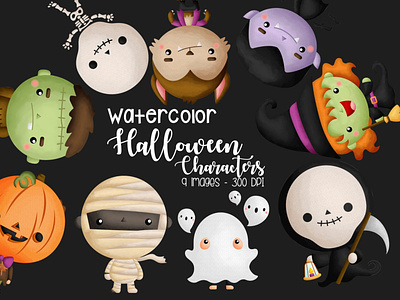 Watercolors Halloween Characters