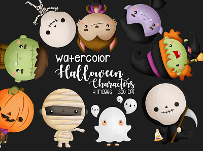Watercolors Halloween Characters halloween costume