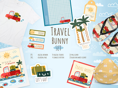 Tropical Travel Bunny Design stickers