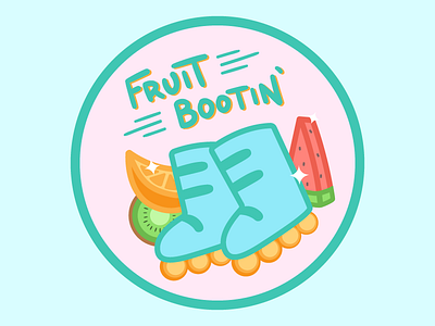 Fruit Bootin' badge boots bright fruit rollerblades sticker vector