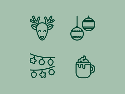 Let's get in the holiday spirit 🎄 christmas december deer green holiday hot chocolate hot coco icon icons illustration light ornaments