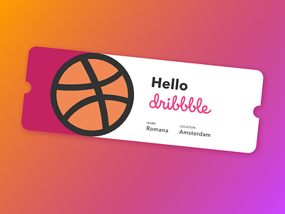 Hello Dribbble! debut gradient shot ticket