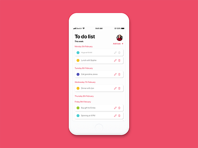 #042 To Do List colors daily ui done iphone to do list white