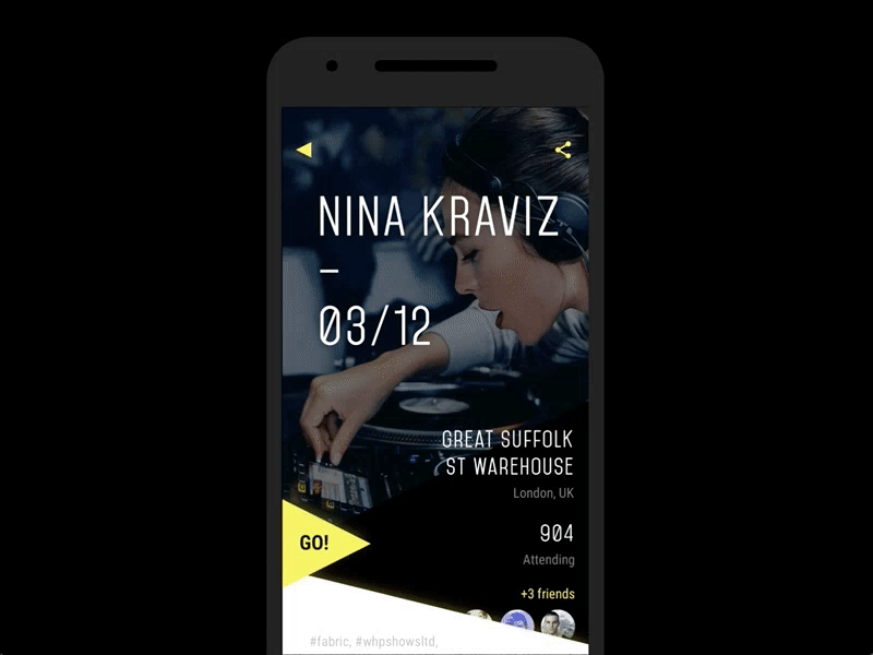 Techno Events App – Concept concept debut event greatsuffolkstwarehouse music ninakraviz parallax saveourculture social techno tickets triangle