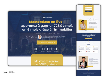 Tunnel de vente pour Masterclass en Ligne - Oser Investir | Kost