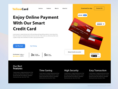 YelloCard Payment Website Homepage credit card design graphics homepage website