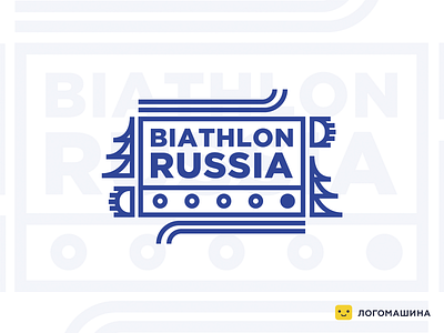 Biathlon Russia line logo logotype minimal russia