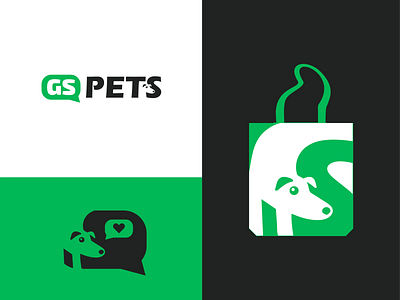Gs pets bag dog logo logotype love