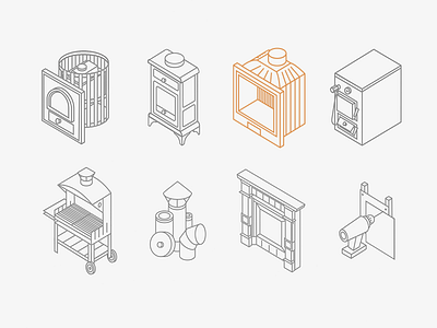 Apart Kamin icon set