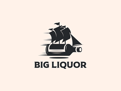 big liquor bottle drinks font illustration letter liquor logo logodesign logotype logotypedesign ship wine