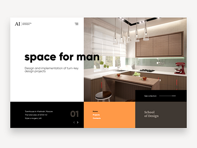 Architecture of the Interior concept single screen ui web design webdesign