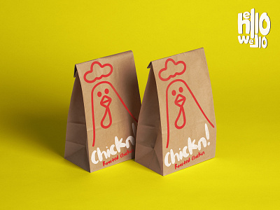 Paper Craft Bag For Chickn! branding design graphic design illustration label design logo packaging typography