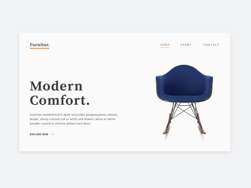 Landing Page – Daily UI Challenge #003 challenge daily ui user interface ux ui web chair eames furniture landing page