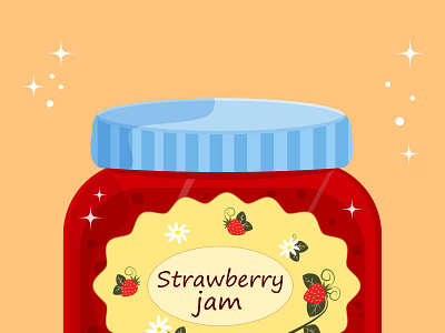 Strawberry jam illustration варенье вкусно джем еда клубника сладкий стеклянная банка