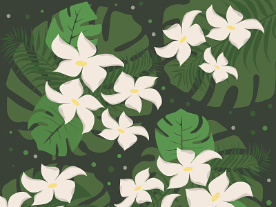 tropical background with leaves and flowers