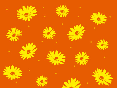 chamomile cute summer orange-yellow background летний милый оранжево желтый паттерн ромашки фон