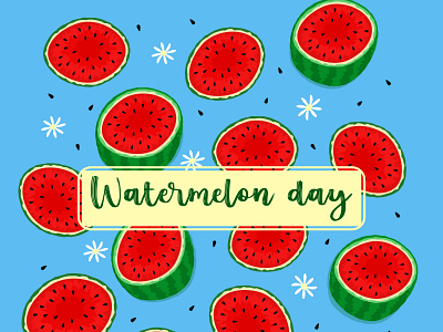 Bright summer background for watermelon Day арбуз день праздика летний лето свежий сладкий слой спелый цветной фон ягода яркий