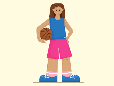 young girl basketball player with a ball