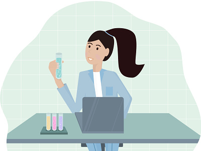 Young girl assistant in the laboratory sample