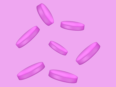 Pink figures in the form of tablets capsule