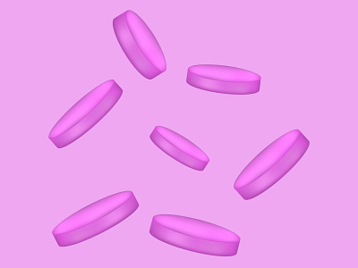 Pink figures in the form of tablets capsule