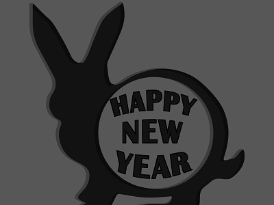 Black rabbit in honor of the new year new year card