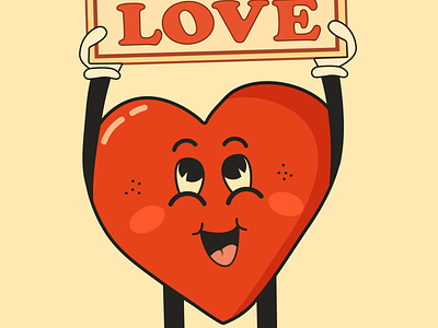 heart card with a poster all you need is love in retro style
