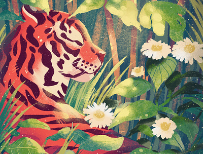 Tiger Illustration artph cartoon digital art digital painting forest illustration jungle procreate tiger