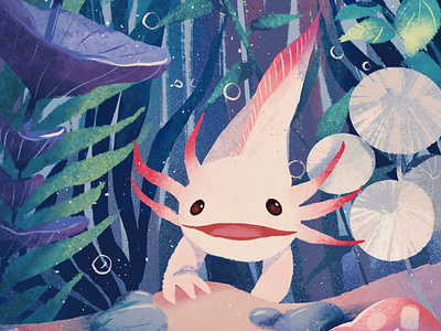 Axolotl Illustration animal artph axolotl cartoon cute digital art digital painting illustration