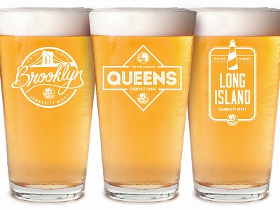 Islanders Community Night Beer Glasses beer logo brooklyn custom beer glass long island queens