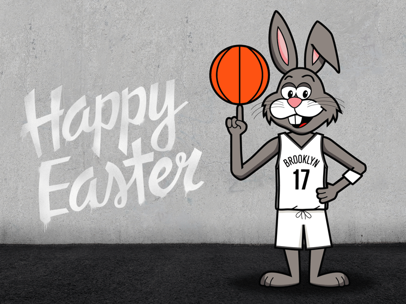 Brooklyn Nets Easter Bunny basketball spinning brooklyn nets easter bunny happy easter