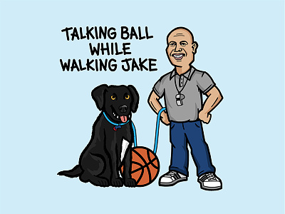 Talking Ball While Walking Jake basketball illustration black lab character design dog vector