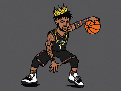 DLoading x Biggie basketball biggie biggie smalls brooklyn nets dangelo russell illustration notorious big vector