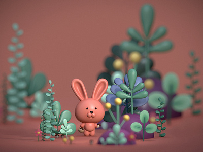 magic hare in the fairy forest 3d app children design illustration