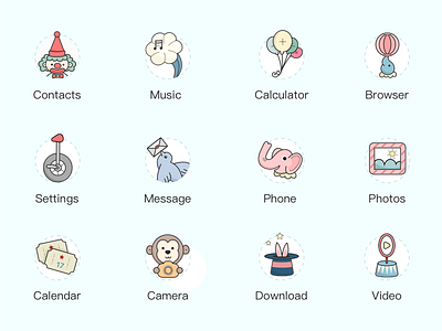 Circus Theme Icons app candy circus icon illustration sketch theme ui