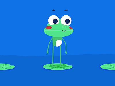 what if frog afraid of water? 🐸 animation creative cute design frog gif illustration illustrator jump motion design simple vector