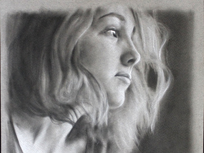 Hope Gaze - Charcoal Drawing