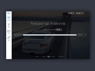 autoweb auto car filters gif search select slide transition ui ux web design
